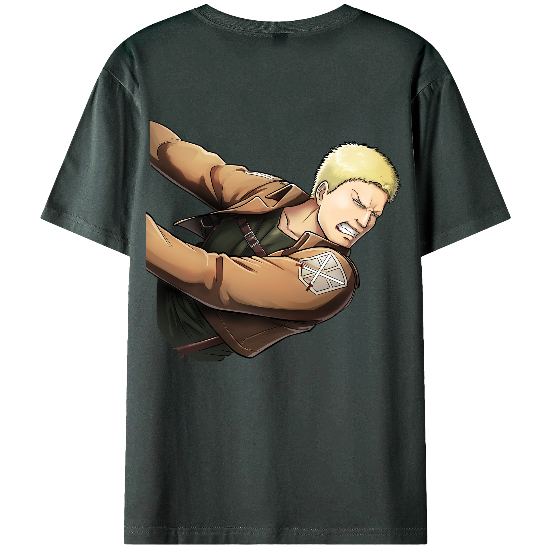 （画像用） 進撃の巨人 ライナー・ブラウン Attack on Titan Reiner Braun 綿100％ メンズ半袖Tシャツ（バックプリント） 通気性